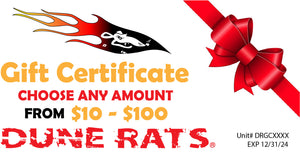 DuneRats Gift Certificate! Available in $10, $25, $50 and $100 Amounts!