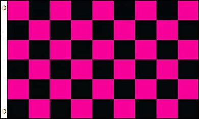 Large 3'x5' Flag for RV, UTV, Sandrail - Pink Black Checker Flag