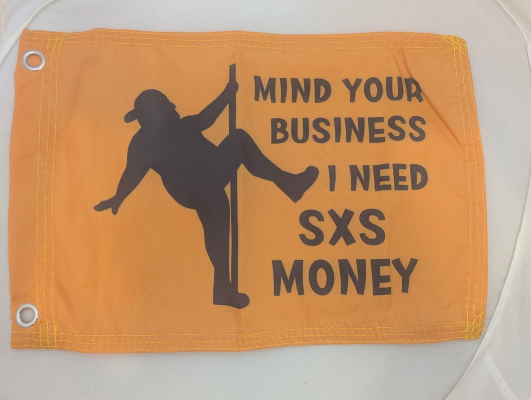 SALE!! Mind Your Business Orange Custom ATV, UTV, MC Safety Whip Flag 12