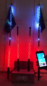 Pair of 4ft Gen3 ROKIT LED Bluetooth and Remote Lighted Whips