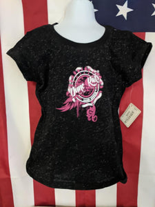 SALE!! Kid's Youth Girls Black Glitter T-Shirt with DuneRats Feather Design - Clothing