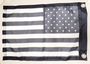 DuneRats ATV, UTV, MC Safety Whip Flag - Black & White USA 12"x18" Flag with Grommets