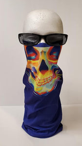 NEW Face Shield / Face Mask / Face Covering - Bright Skull with Blue