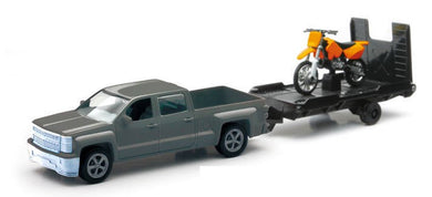 NewRay 1:43 Scale Chevy Truck, Trailer & Dirt Bike Set - Replica Toy