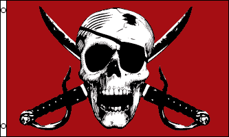 Large 3'x5' UTV, Sandrail, RV Polyester Flag - Crimson Pirate skull Crossbones Flag