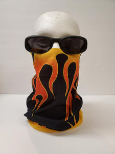 NEW Face Shield / Face Mask / Face Covering - Black with Flames
