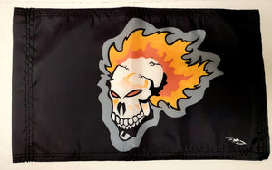 DuneRats Custom ATV, UTV, MC Safety Whip Flag 12"x18" Flaming Skull with Sleeve