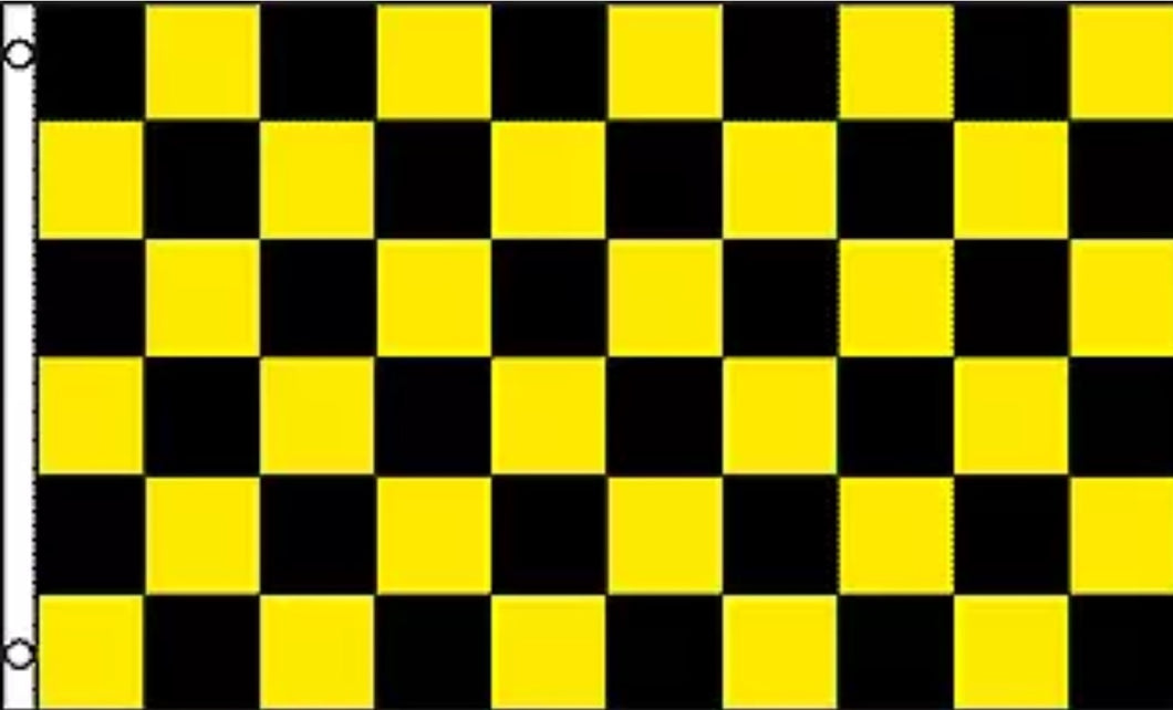 Large 3'x5' Flag for RV, UTV, Sandrail - Yellow and Black Check Checker Flag