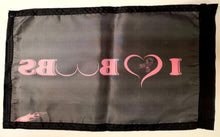 DuneRats Safety Whip Flag for Breast Cancer 12"x18" I Love Boobs with Sleeve