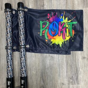 Pair of ROKIT Gen3 2FT PHAT KAREN LED Bluetooth and Remote Lighted whips