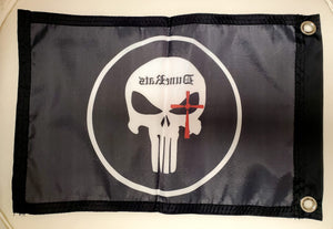 DuneRats ATV, UTV, MC Safety Whip Flag - Punisher Skull Crosshairs 12"x18" with Grommets