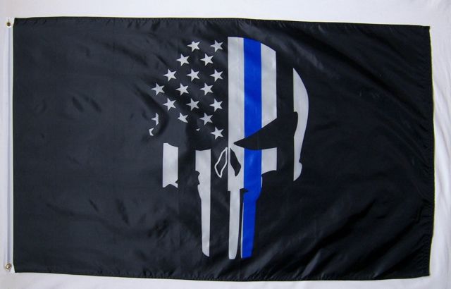 Large 3'x5' DuneRats® Flag for RV, UTV, Sandrail - Punisher Blue Line USA Flag