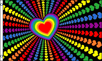 Large 3'x5' UTV, Sandrail, RV Polyester Flag - Rainbow Hearts