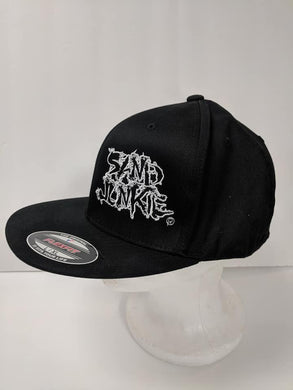 Sand Junkie Black Flat Bill Flexfit Hat - Clothing Accessory