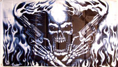 Large 3'x5' UTV, Sandrail, RV Polyester Flag - Skull wth Smoking Pistols