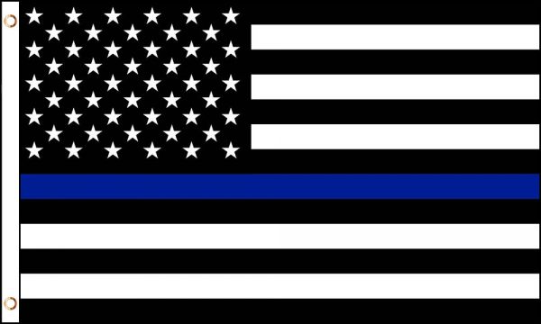 Medium 2'x3' Size Polyester Safety Flag for UTV, ATV, Sandrail RV USA Blue Line American Flag (police)