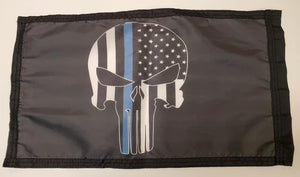 DuneRats ATV, UTV, MC Safety 12"x18" Whip Flag - Punisher Blue Line Flag with Sleeve