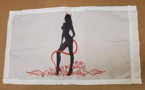 DuneRats Custom Safety Whip Flag - Devil Woman Silhouette 12"x18" with Sleeve