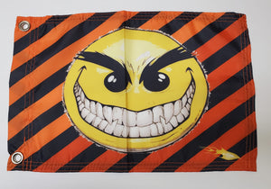 DuneRats Custom ATV, UTV, MC Safety Whip Flag - 12"x18" Evil Smiley Face with Grommets