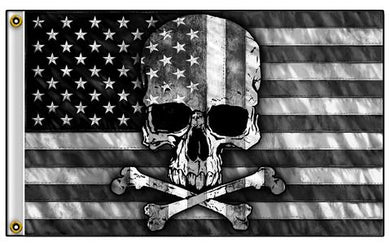 Large 3'x5' Flag for RV, UTV, Sandrail - Skull Bones American Flag