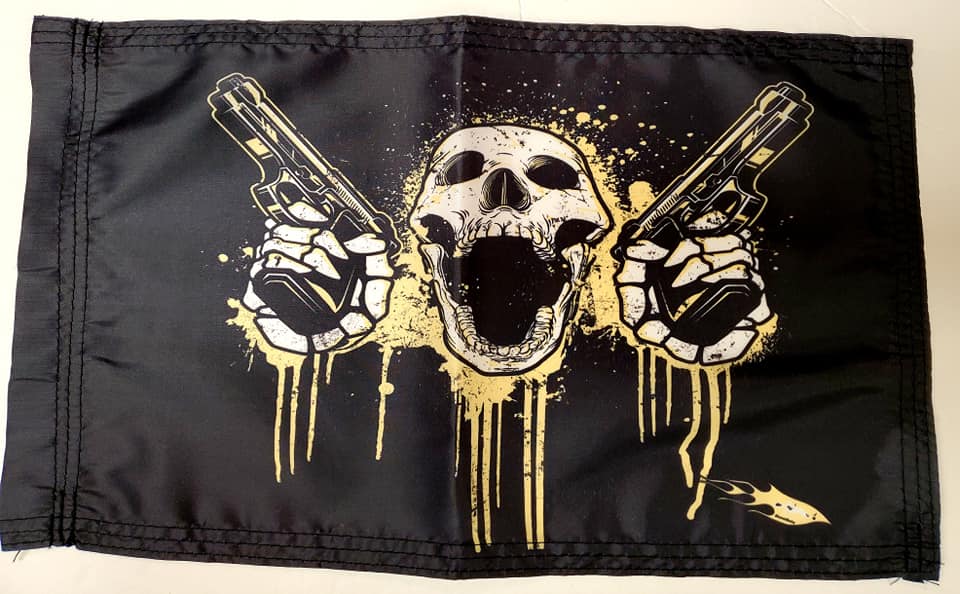 DuneRats Safety Whip Flag Skull with Guns 12