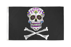 Large 3'x5' Flag for RV, UTV, Sandrail - Sugar Skull Crossbones