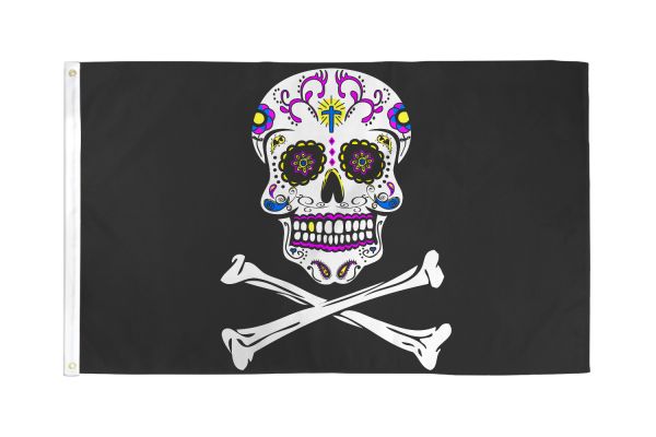Large 3'x5' Flag for RV, UTV, Sandrail - Sugar Skull Crossbones