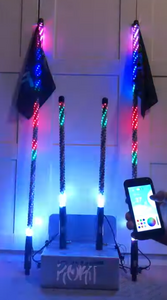 Pair of 4ft Gen2 ROKIT LED Bluetooth and Remote Lighted Whips